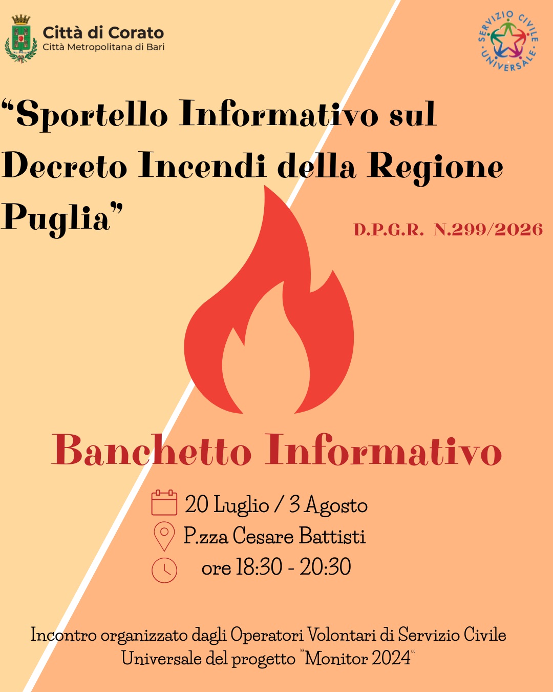 Locandina - banchetti decreto incendi - Città di Corato