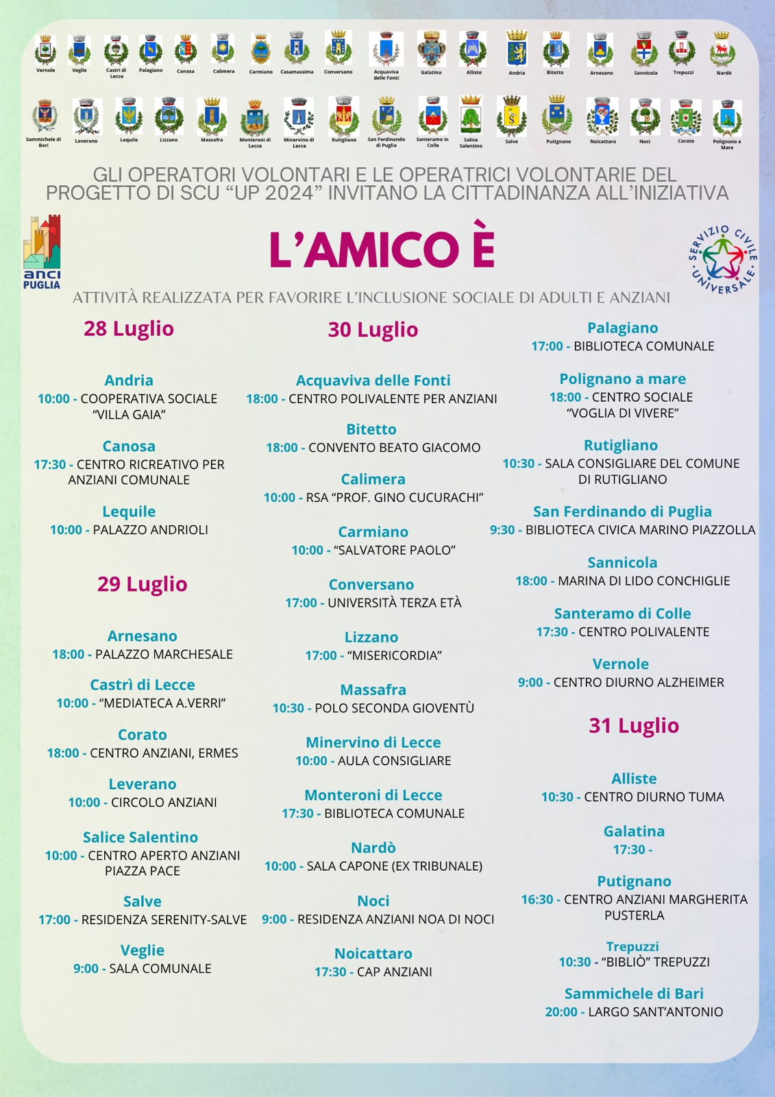 Locandina - Iniziativa L'amico è - 29 luglio 2026