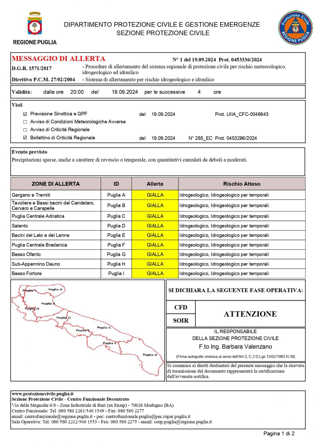 Allerta meteo 19 settembre