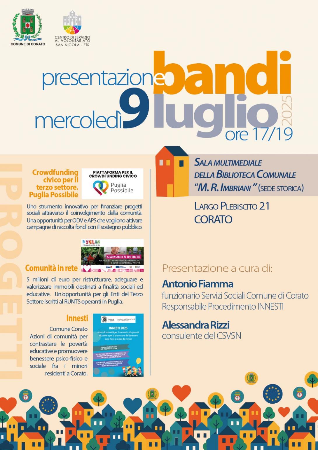 Presentazione avvisi pubblici 9 luglio