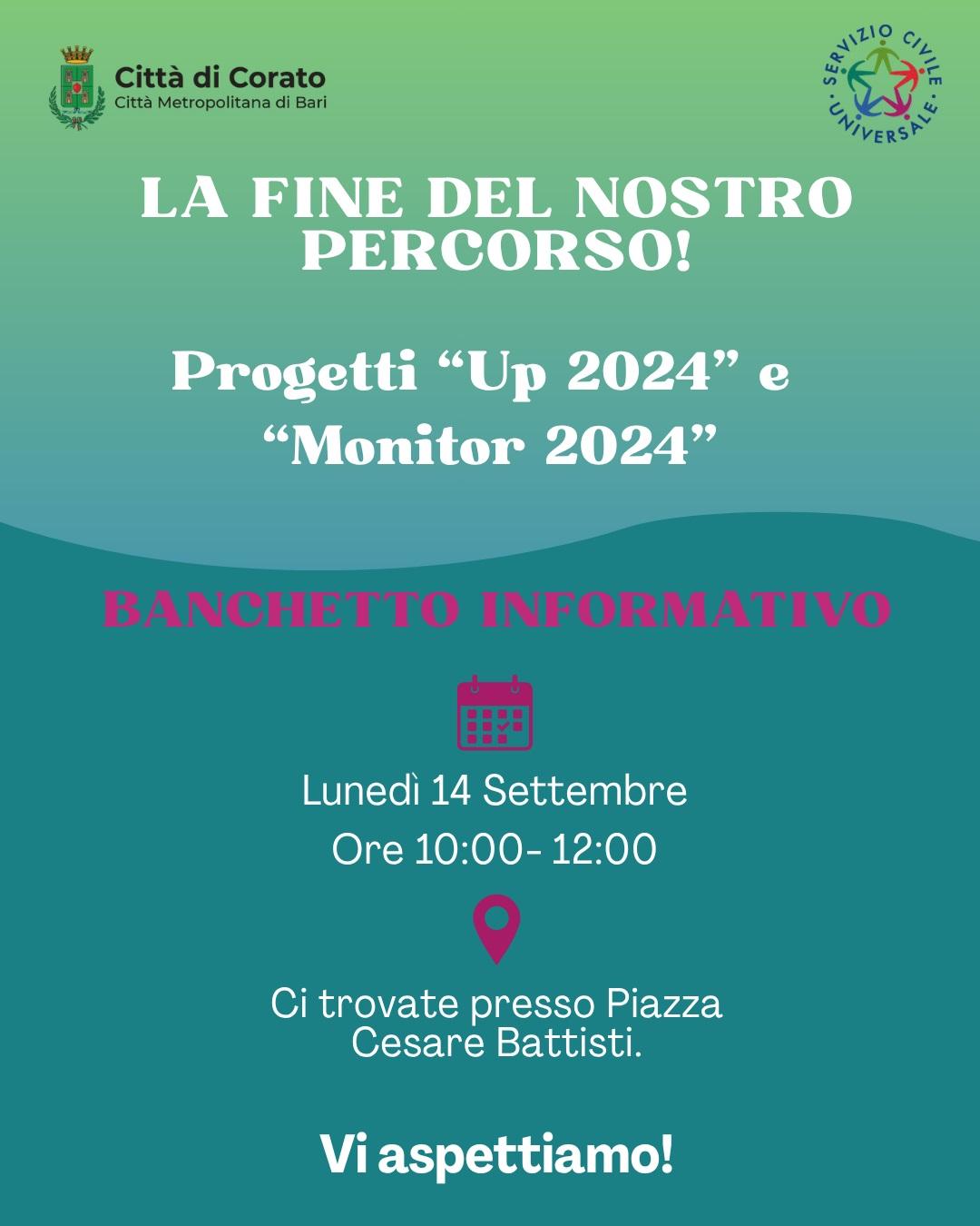Banchetto Informativo - Monitor 2024 e Up 2024 - 14.09.2026