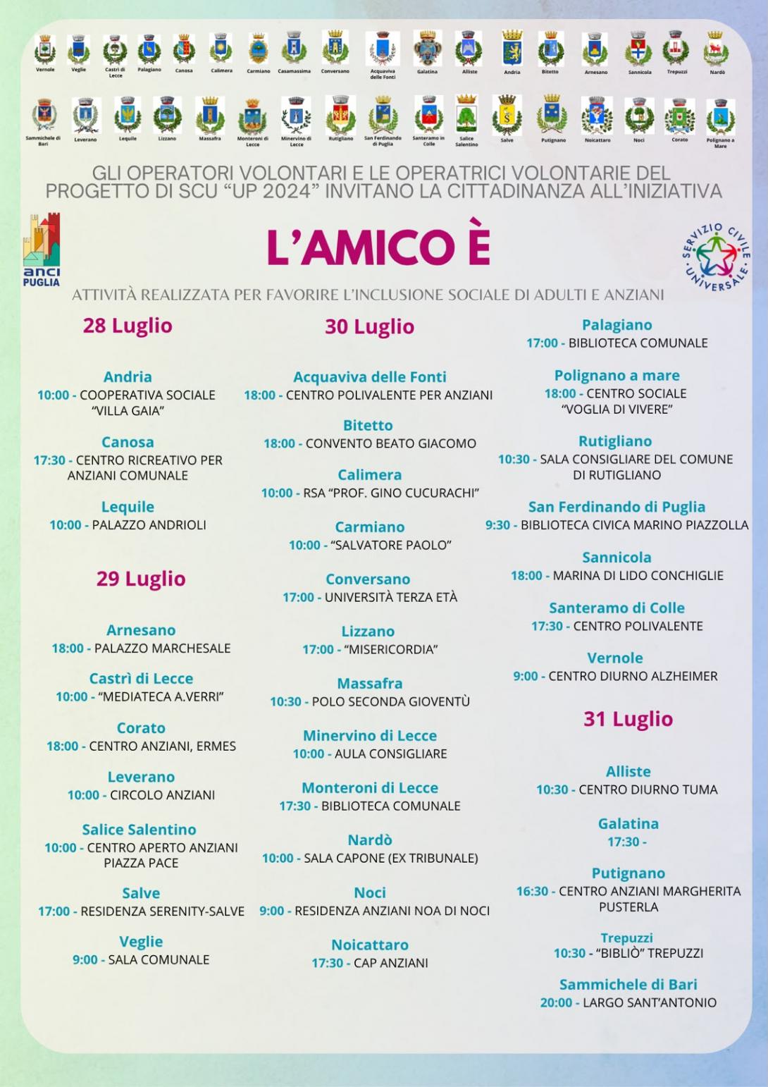 Locandina - Iniziativa L'amico è - 29 luglio 2026